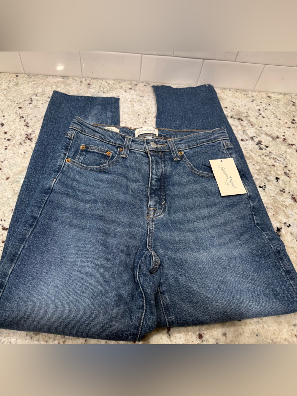 University Thread Mid-Rise 80s Slim Women’s Jeans W/Fringe Bottoms Size 8 NWT*